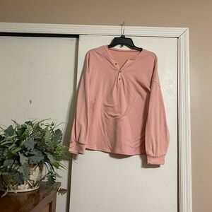 Women's Pink Henley Top